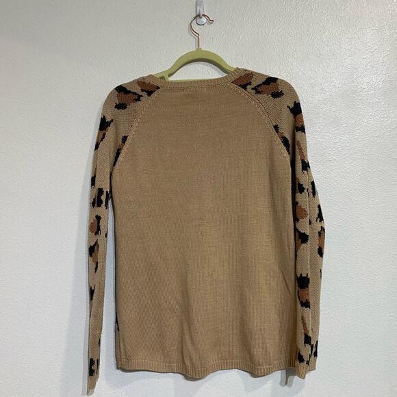 Belle Du Jour Leopard Print High Low Hem Sweater Sz M - Picture 9 of 12